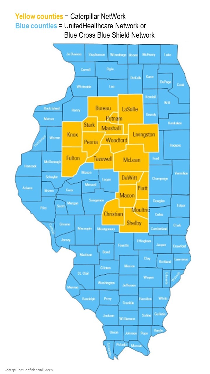 Illinois counties in the Caterpillar PPO NetWork